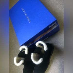 Women ankle black suede boot